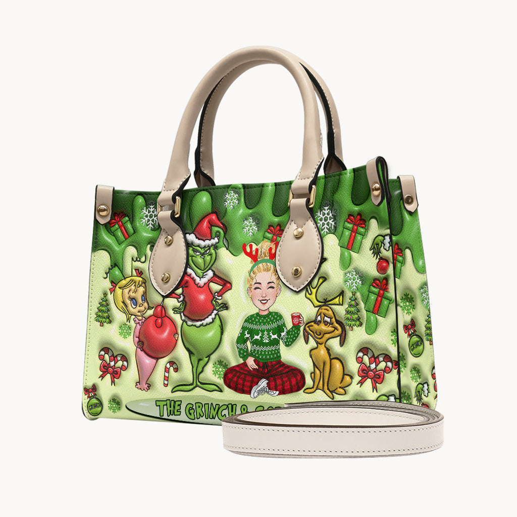 Merry Christmas - Personalized Stole Christmas Leather Handbag