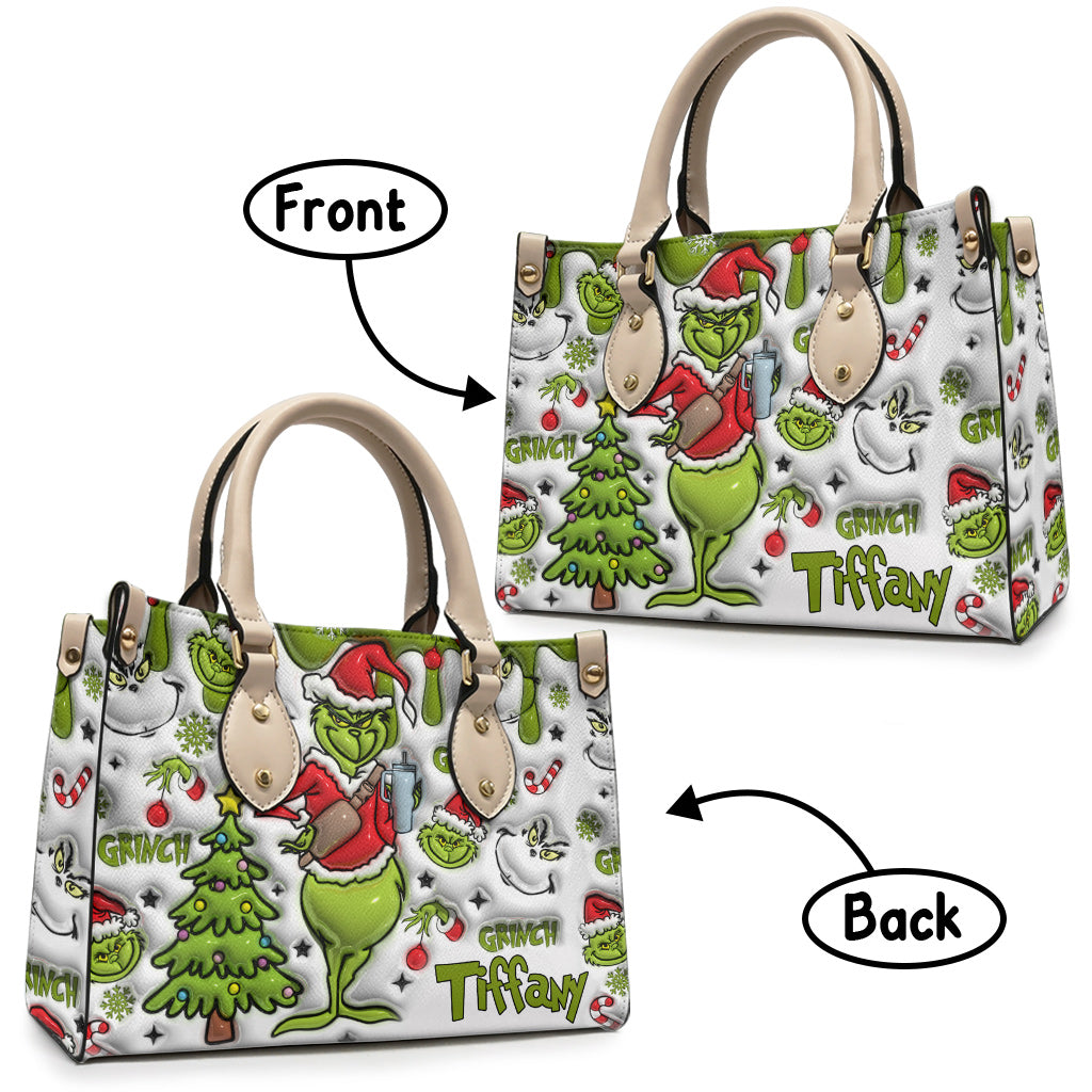 Joyeux Grinchmas - Étole de Noël personnalisée en cuir