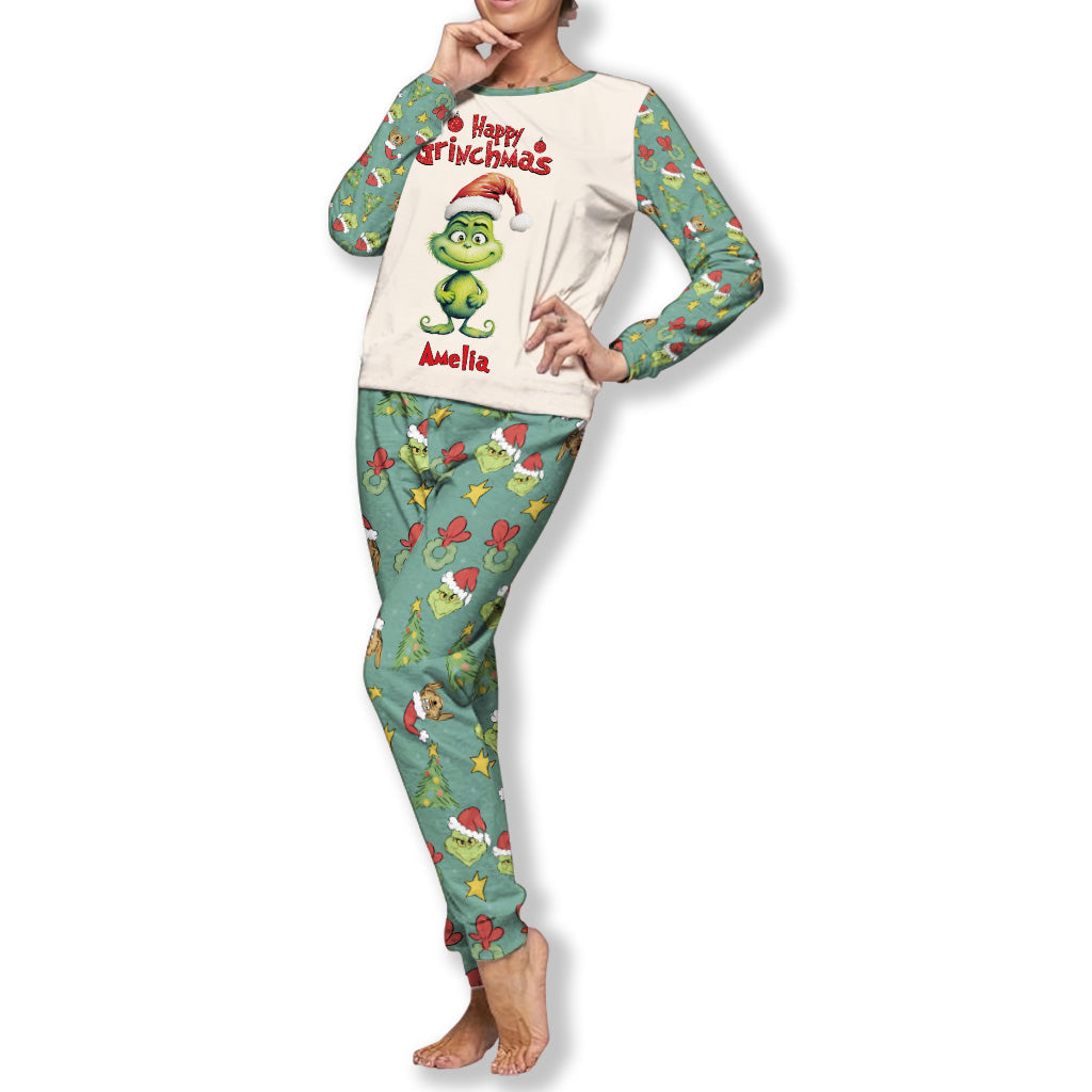 Happy Grinchmas - Personalized Stole Christmas Pajamas Set