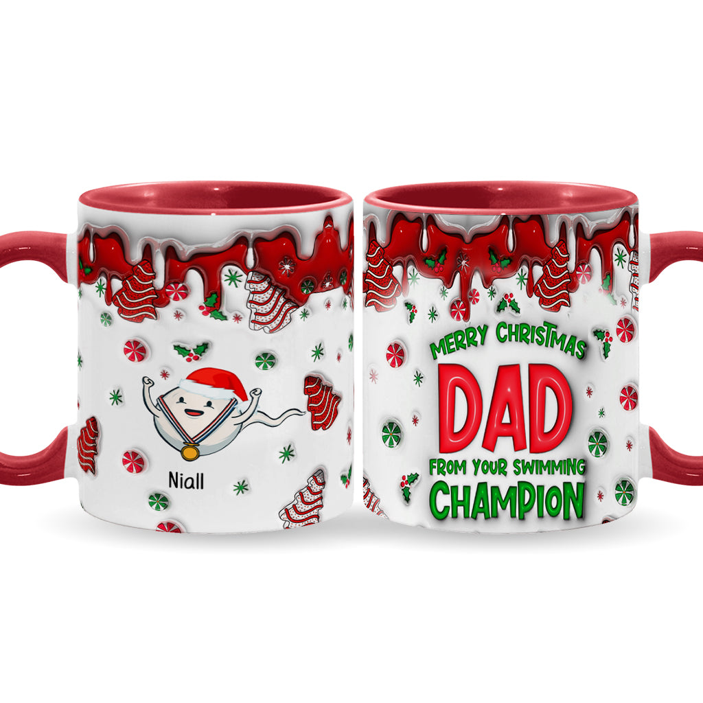 Joyeux Noël papa de la part de ton champion de natation - Mug personnalisé pour papa