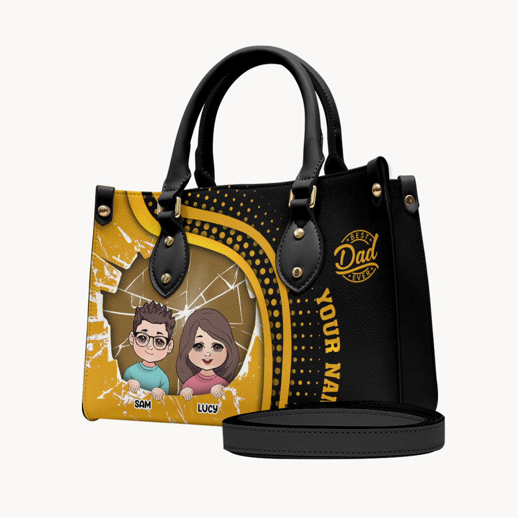 Meilleur papa du monde - Sac à main en cuir personnalisé pour papa