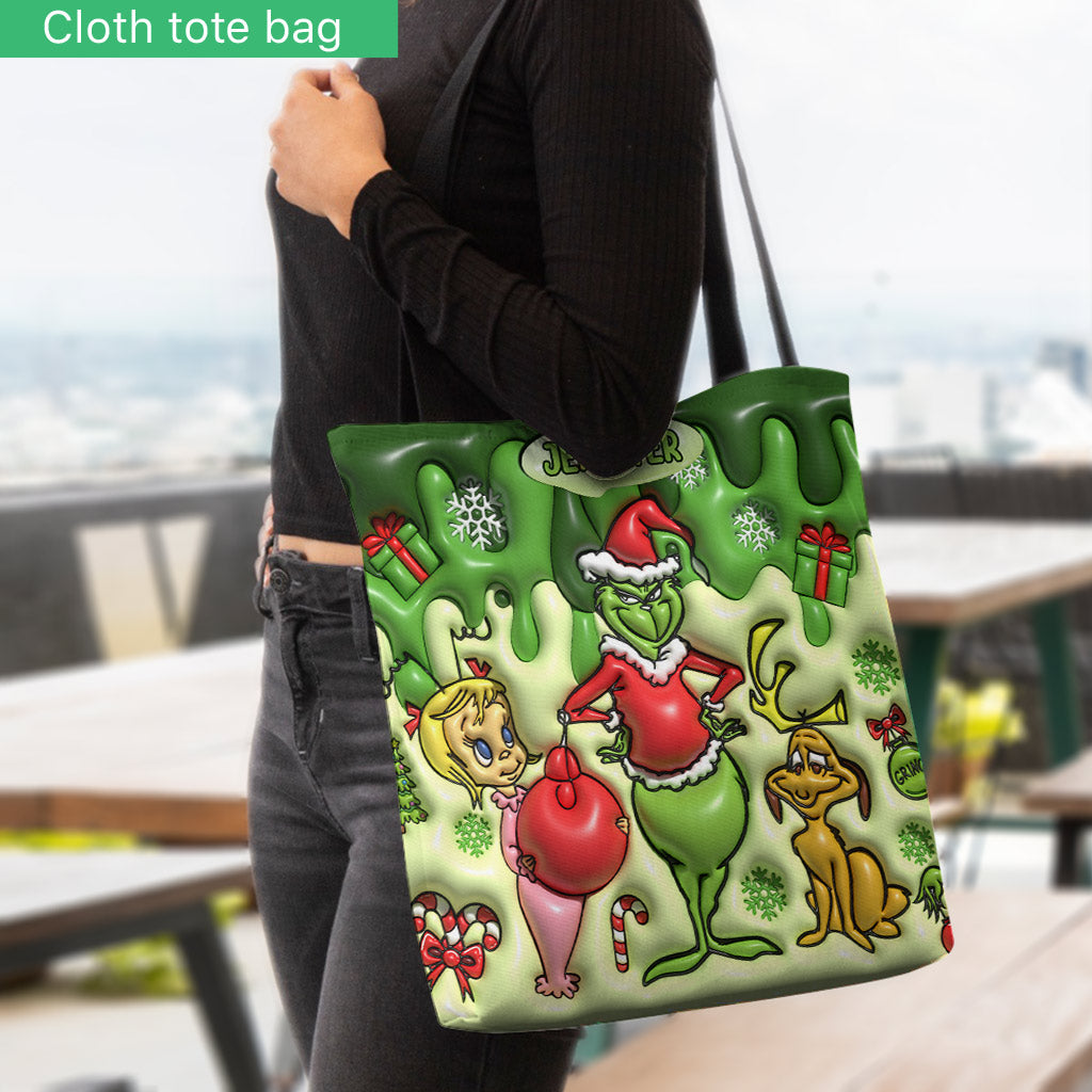 Joyeux Grinchmas - Sac fourre-tout de Noël personnalisé avec étole