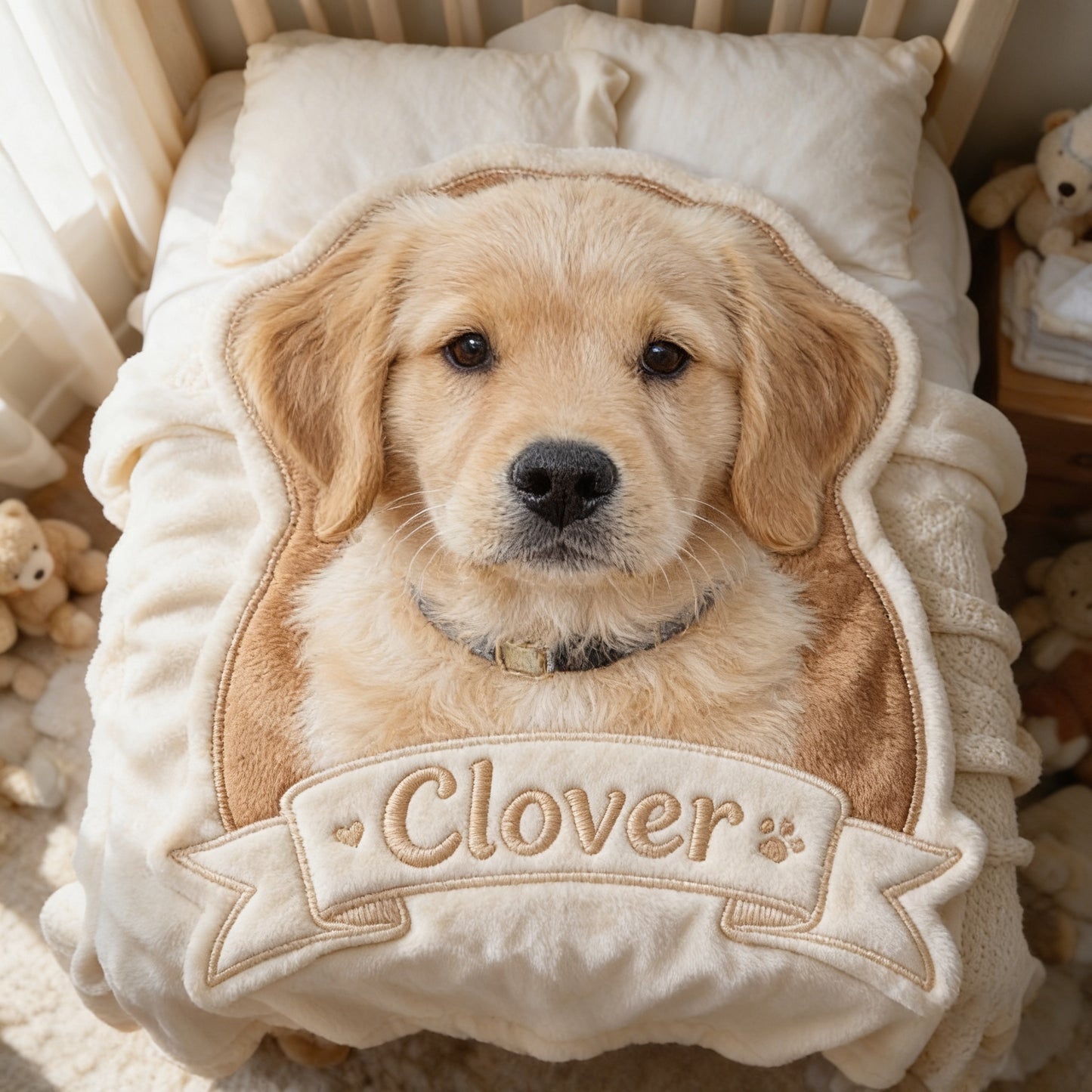 Love My Pet - Personalized Golden Retriever Shaped Fleece Blanket