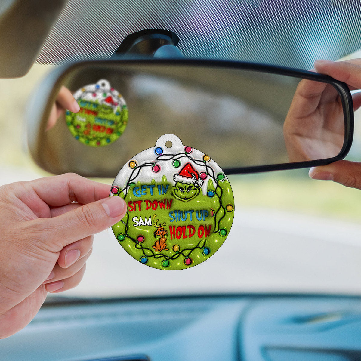 Montez, asseyez-vous, taisez-vous, attendez ! - Désodorisant rond personnalisé en forme d'étole de Noël