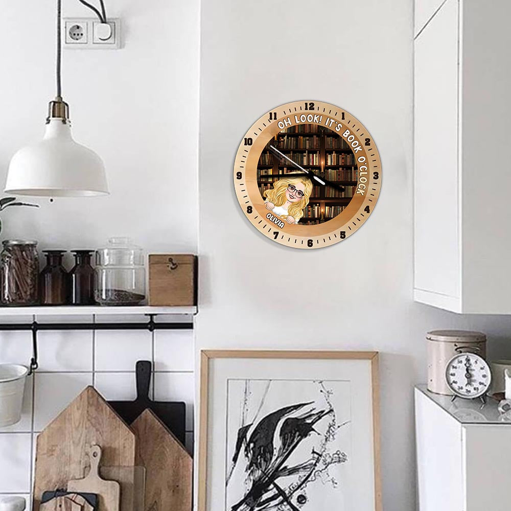 C'est l'heure du livre - Horloge murale personnalisée en forme de livre