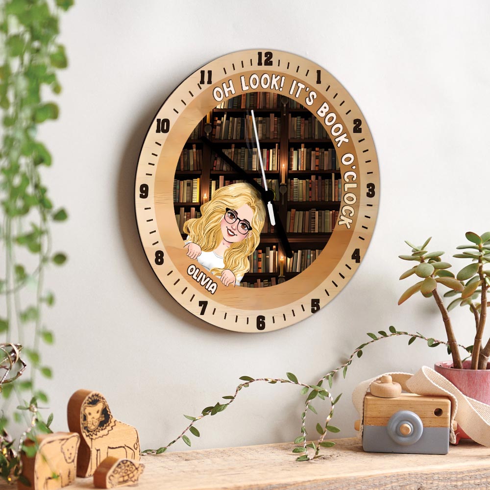 C'est l'heure du livre - Horloge murale personnalisée en forme de livre