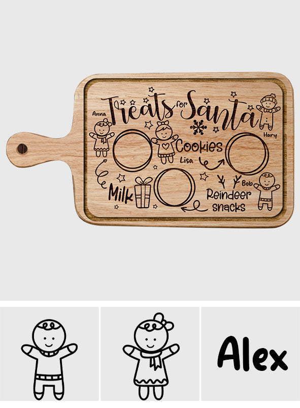 Des gourmandises pour le Père Noël - Planche à découper familiale personnalisée