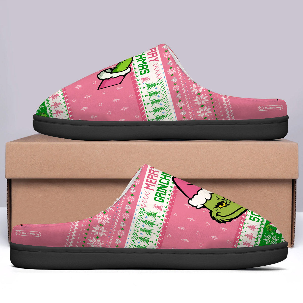 Joyeux Grinchmas - Étole de Noël personnalisée - Pantoufles de Noël