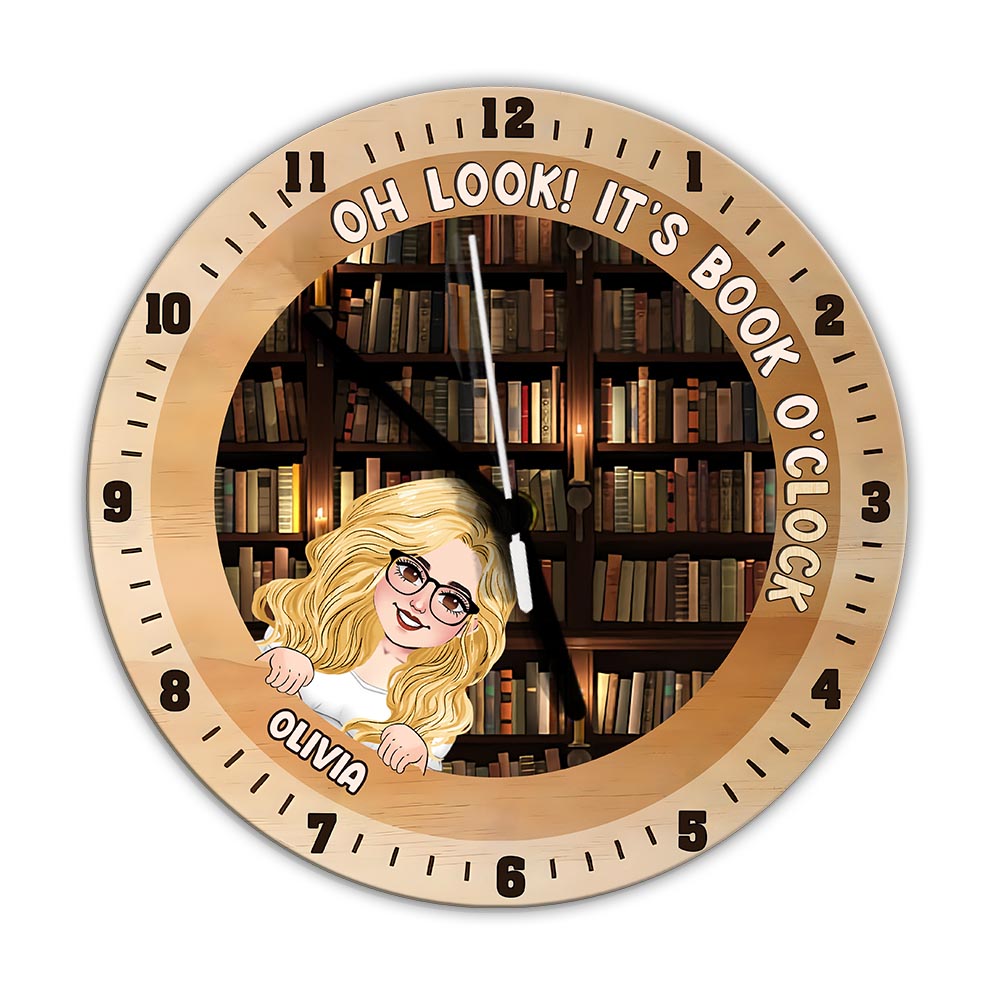 C'est l'heure du livre - Horloge murale personnalisée en forme de livre