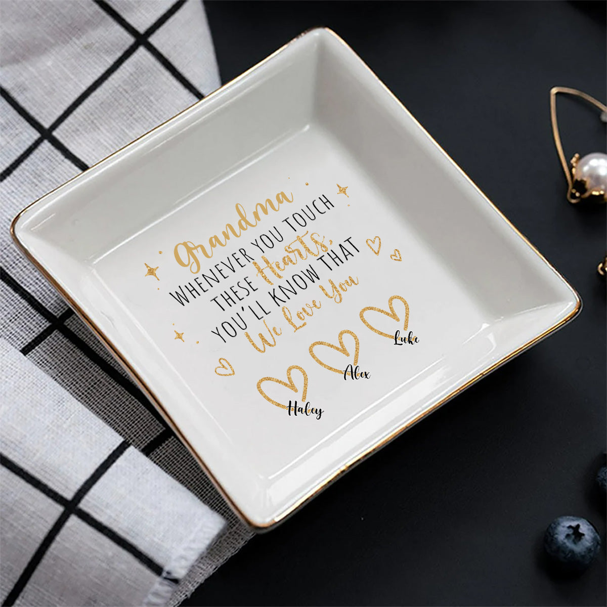 À chaque fois que vous le touchez - Cadeau pour maman, grand-mère, papa, grand-père - Porte-bijoux personnalisé