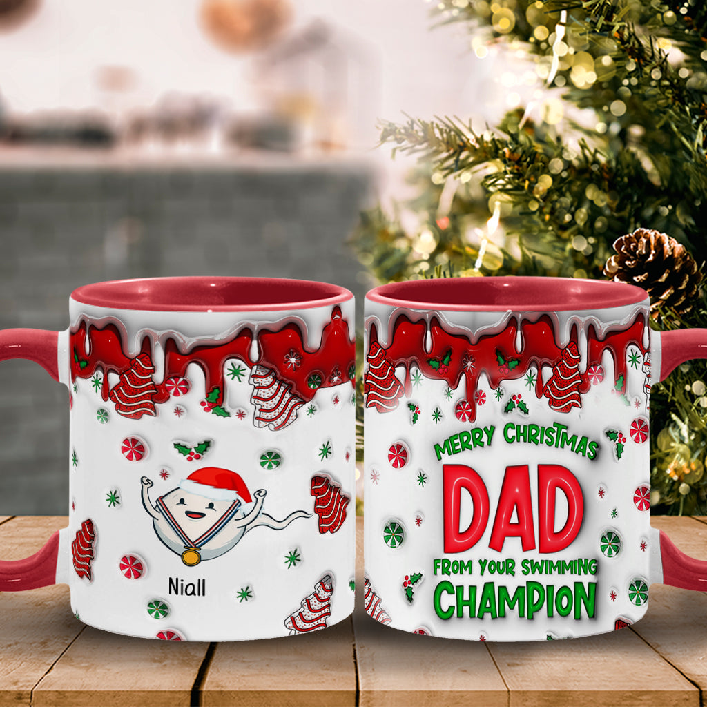 Joyeux Noël papa de la part de ton champion de natation - Mug personnalisé pour papa