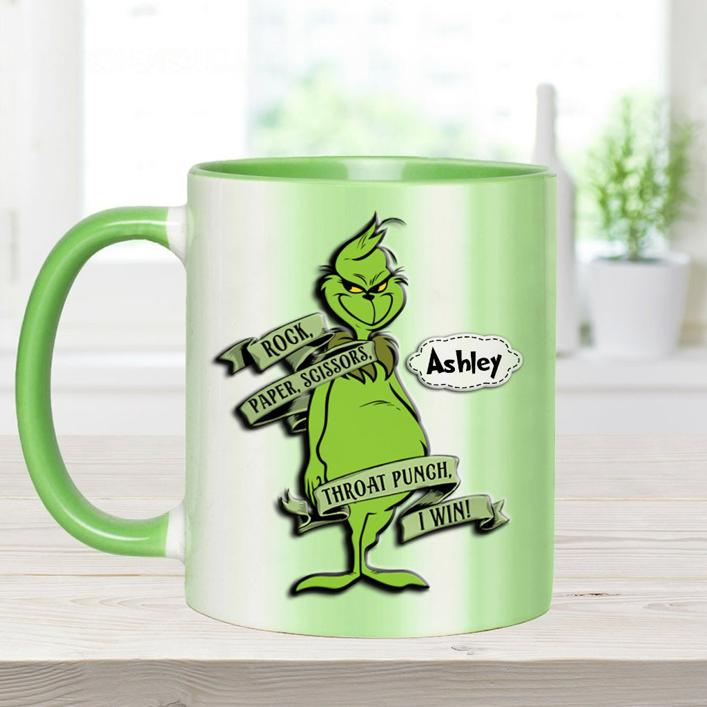 Rock Paper Throat Punch - Personalized Stole Christmas Accent Mug