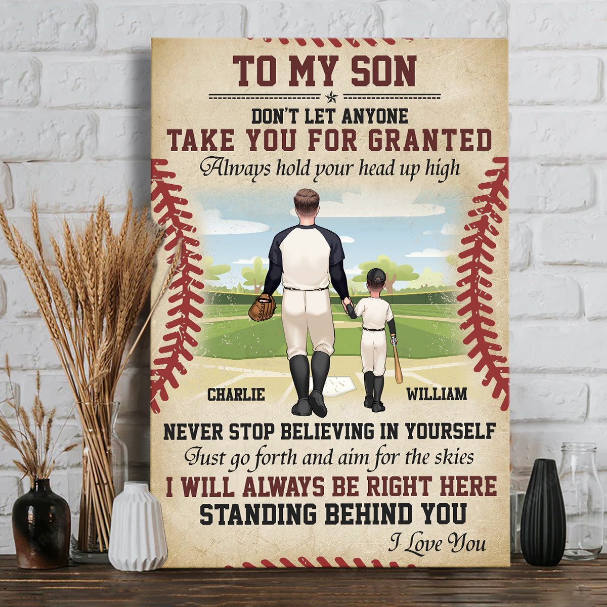 Je serai toujours là - Toile et affiche personnalisées sur le thème du baseball