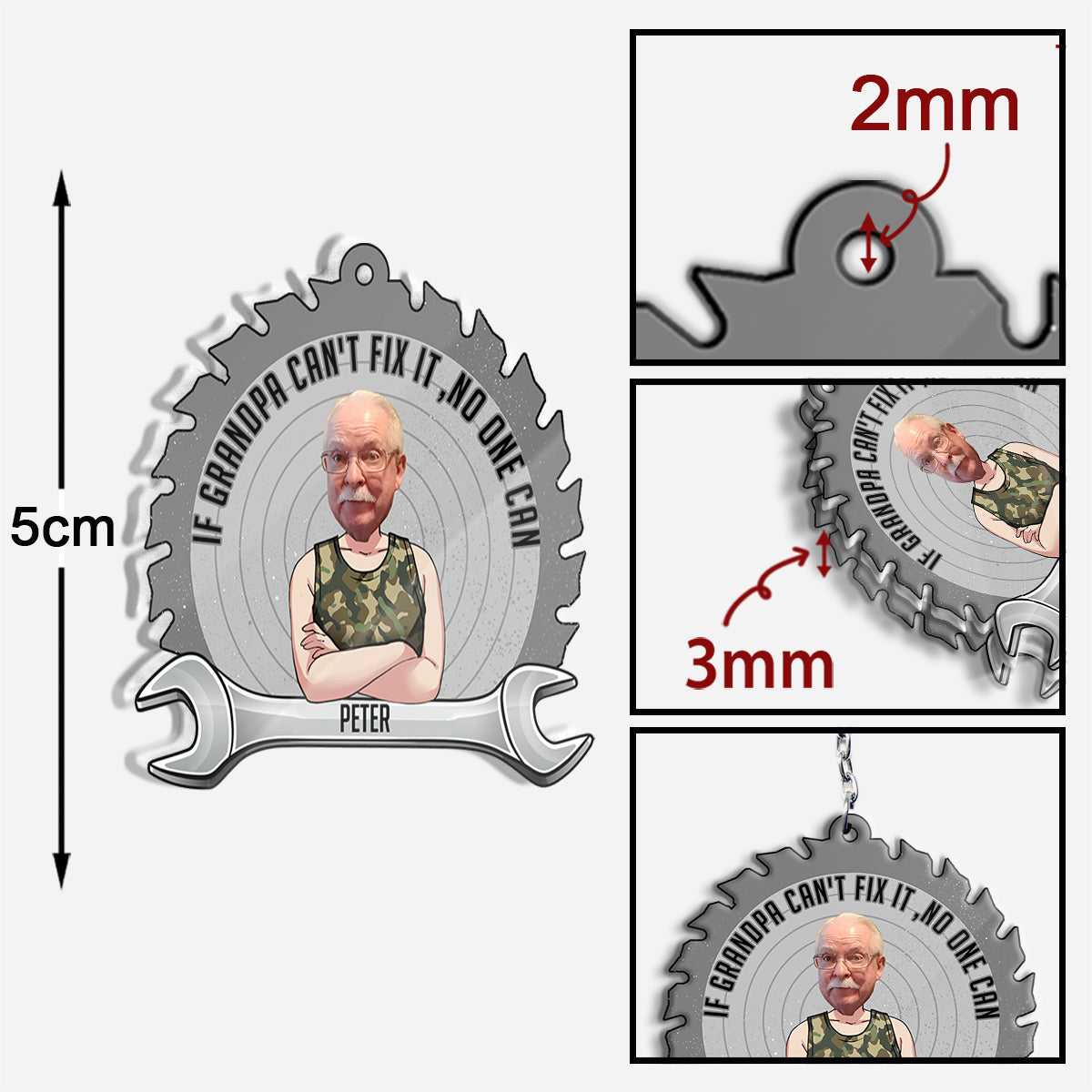 Si papa ne peut pas réparer - Cadeau pour papa, grand-père - Porte-clés personnalisé
