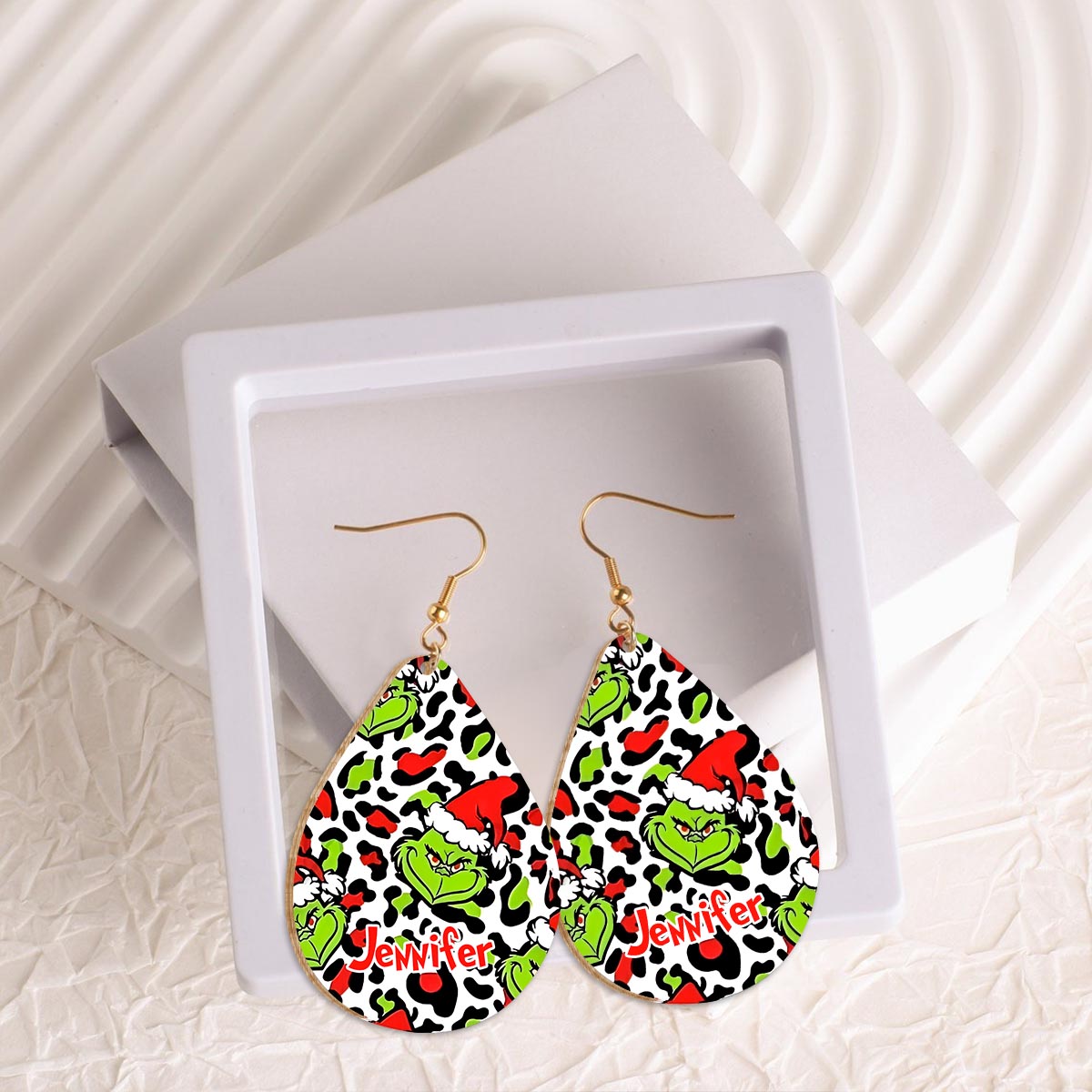 Merry Christmas - Personalized Stole Christmas Wooden Earrings