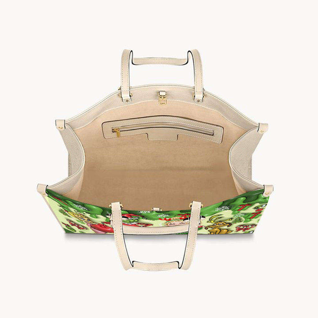 Merry Christmas - Personalized Stole Christmas Leather Handbag