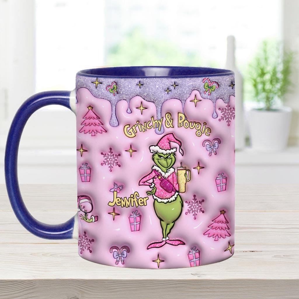 Grinchy &amp; Bougie - Mug personnalisé avec étole de Noël