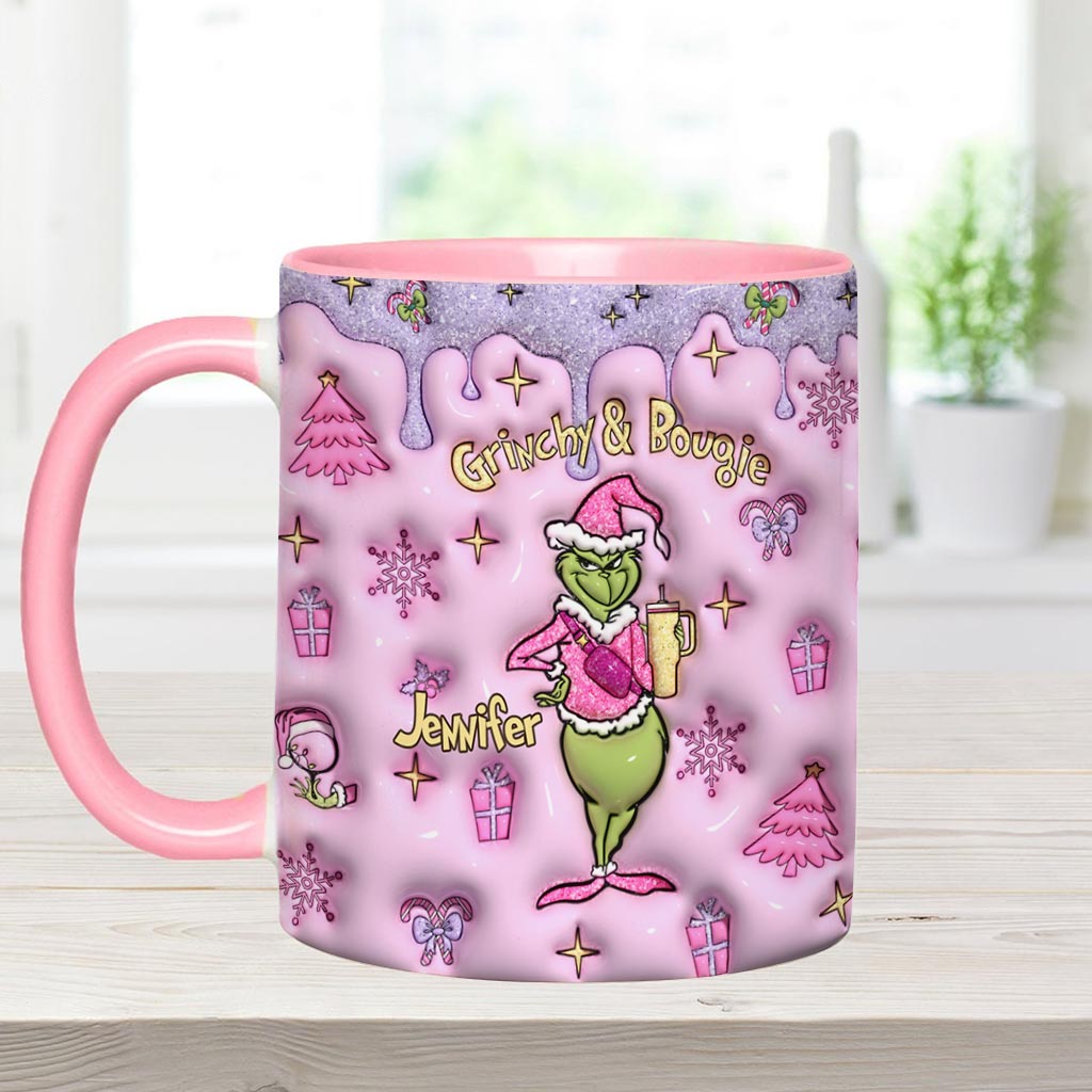 Grinchy &amp; Bougie - Mug personnalisé avec étole de Noël