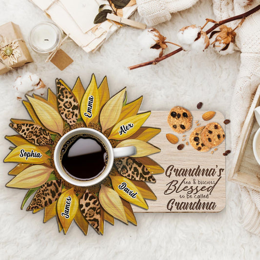 Thé et biscuits de grand-mère - Panneau en bois personnalisé à 2 couches pour grand-mère