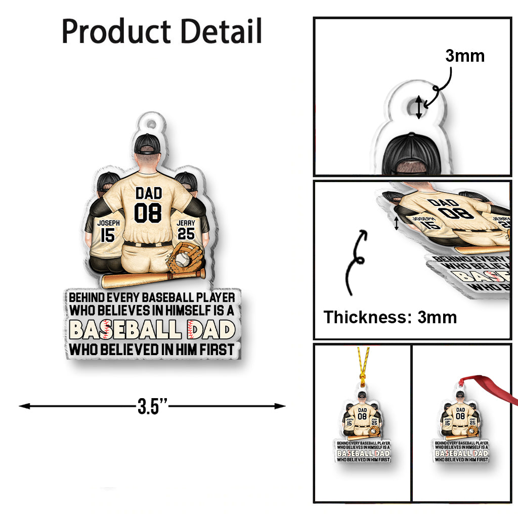 Derrière chaque joueur de baseball - Ornement transparent personnalisé sur le thème du baseball
