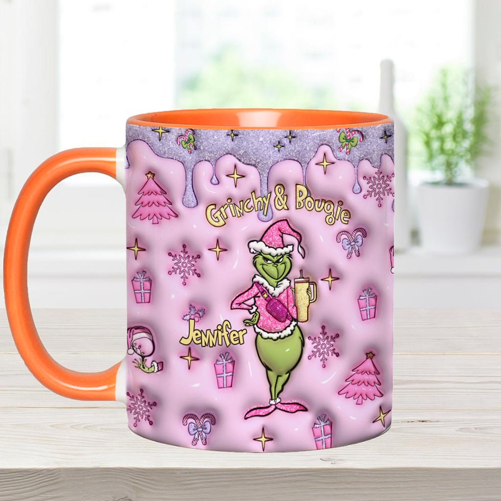 Grinchy &amp; Bougie - Mug personnalisé avec étole de Noël