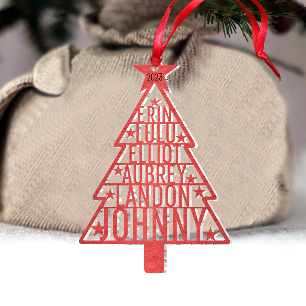 Sapin de Noël avec nom de famille - Ornement de famille personnalisé