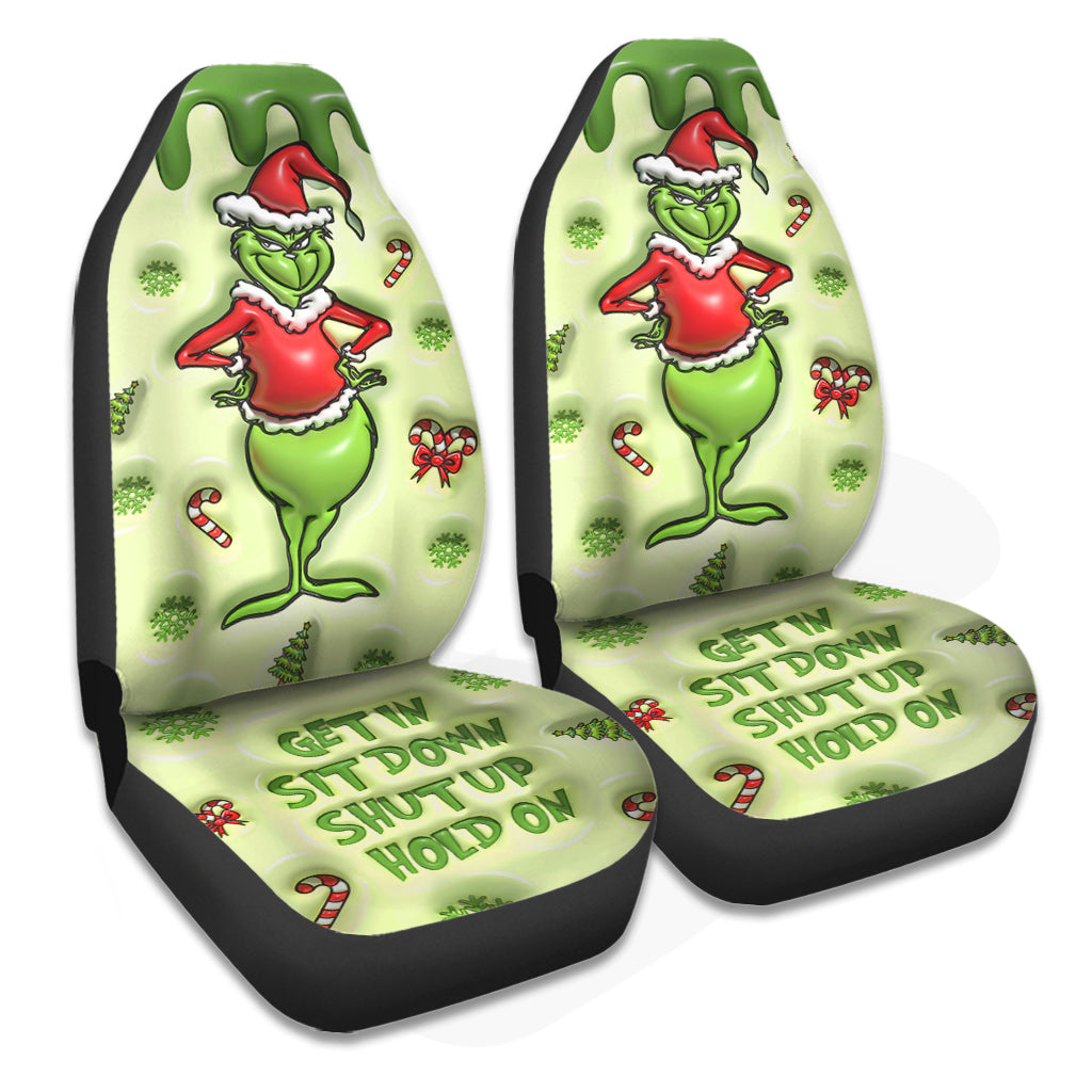 Montez, asseyez-vous, taisez-vous, attendez ! Green Mischief - Housses de siège volées pour Noël