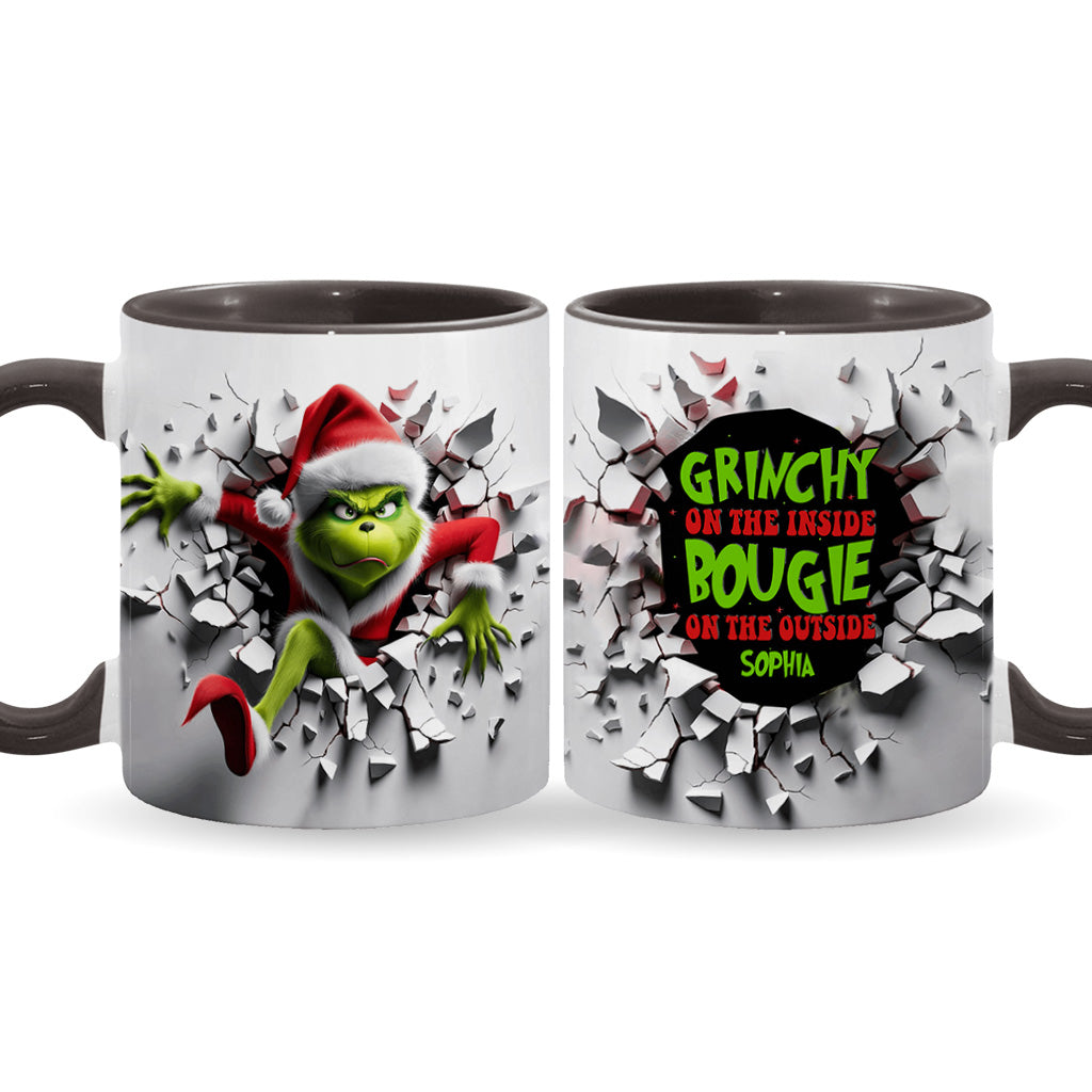 Grincheux à l'intérieur - Mug personnalisé avec étole de Noël