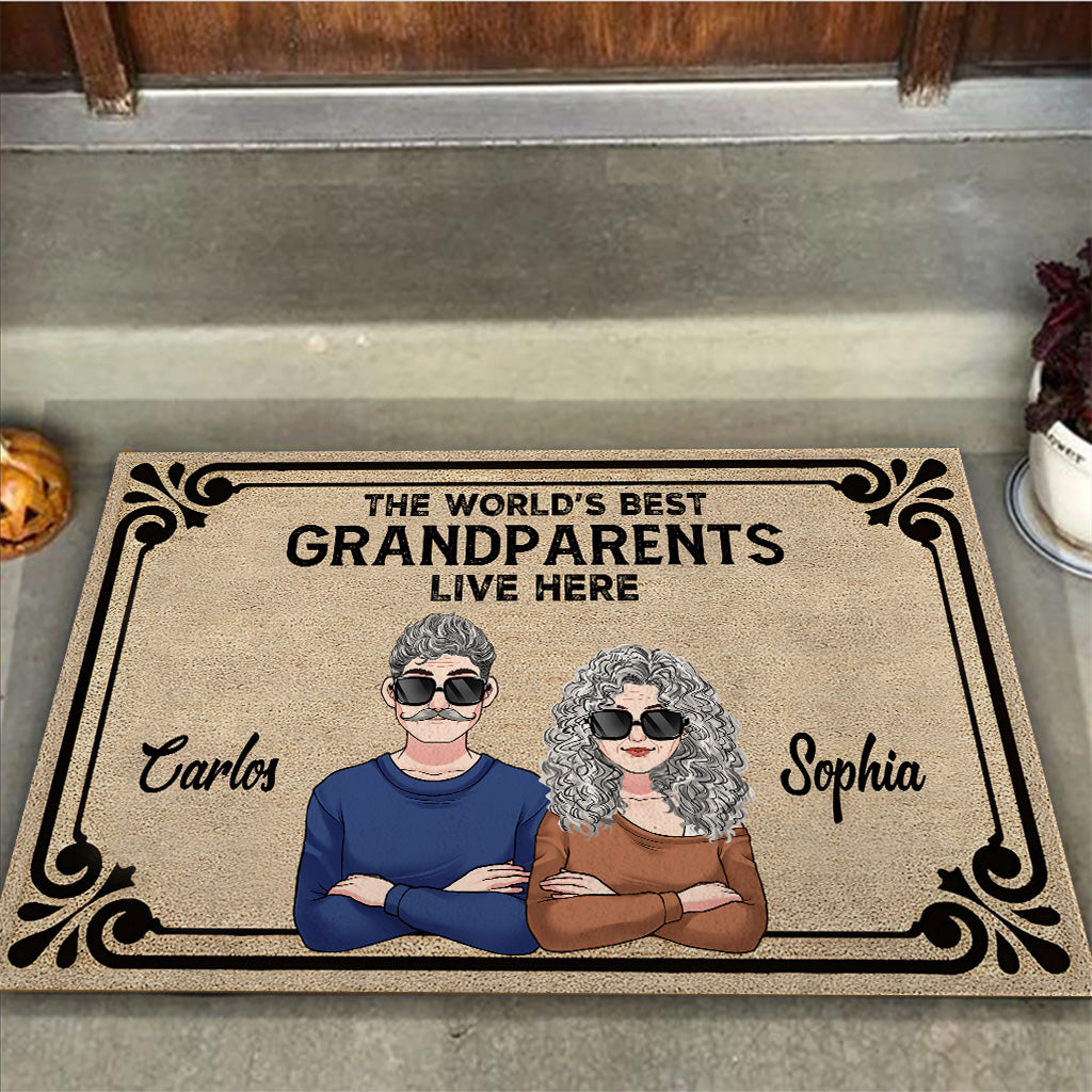 Les meilleurs grands-parents/grand-mère/grand-père du monde vivent ici - Paillasson personnalisé pour grand-mère