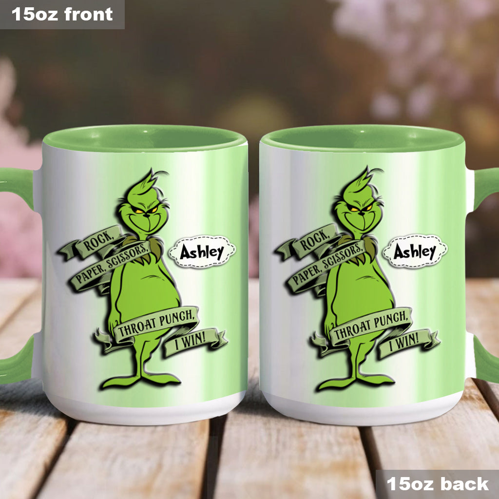 Rock Paper Throat Punch - Personalized Stole Christmas Accent Mug