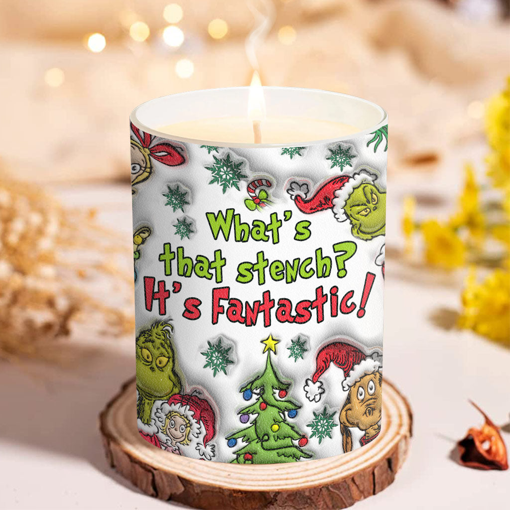 Quelle est cette odeur ? - Bougie de Noël personnalisée en forme d'étole avec couvercle en bois
