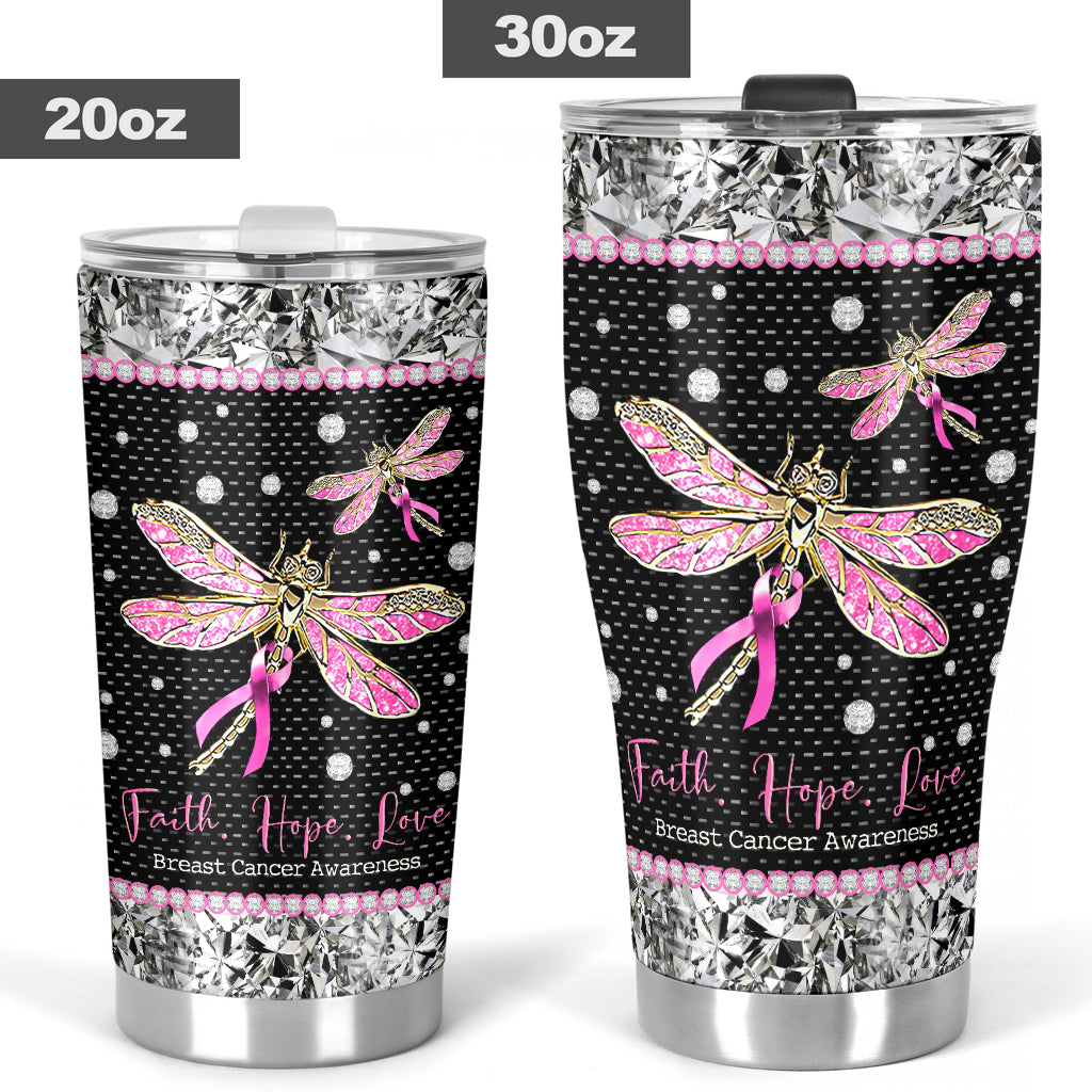 Gobelet Faith Hope Love - Sensibilisation au cancer du sein avec motif strass 0622