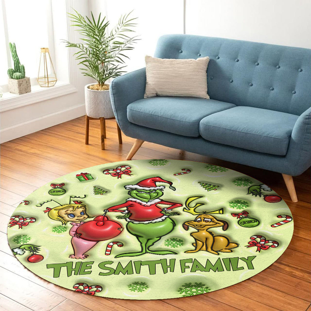 Green Mischief - Tapis rond de Noël personnalisé avec étole