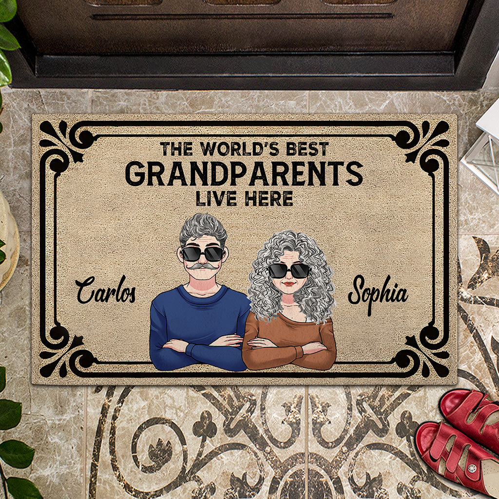 Les meilleurs grands-parents/grand-mère/grand-père du monde vivent ici - Paillasson personnalisé pour grand-mère