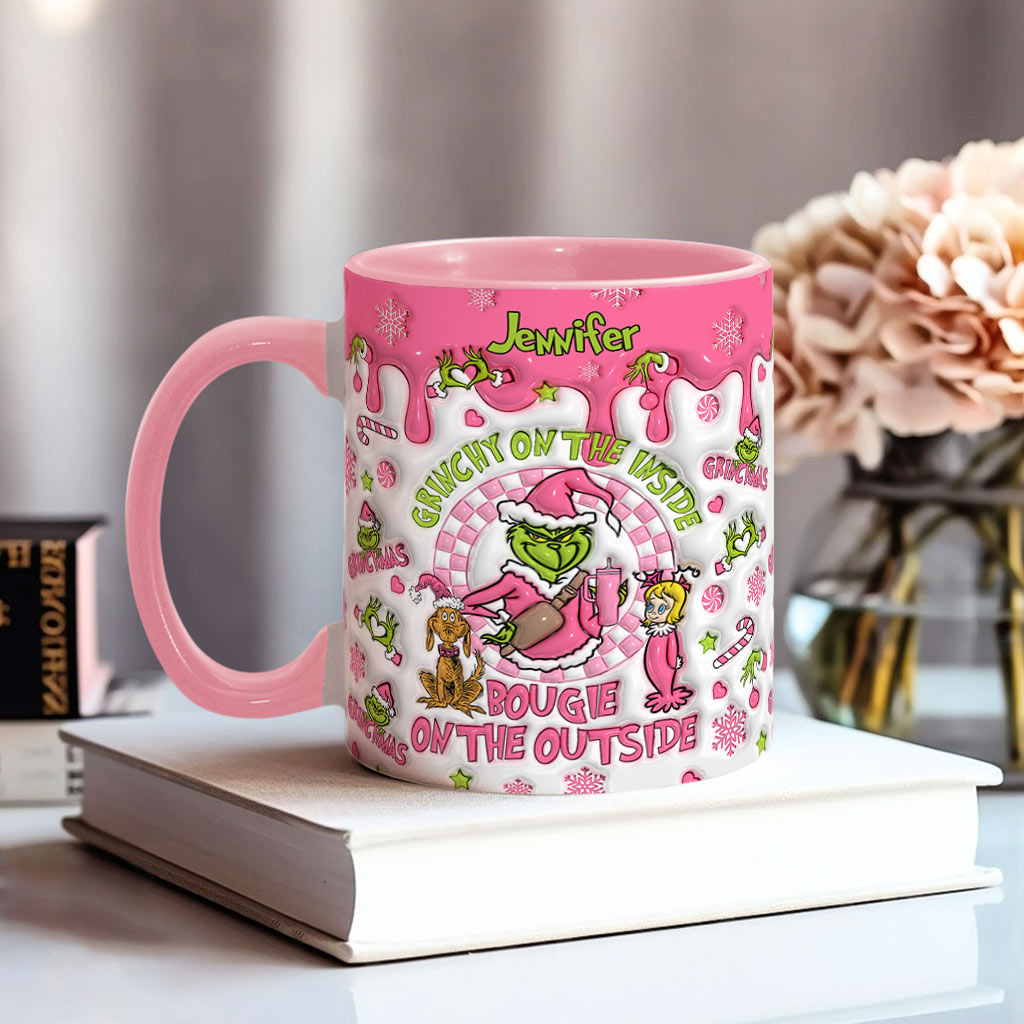 Grincheux à l'intérieur - Mug personnalisé avec étole de Noël
