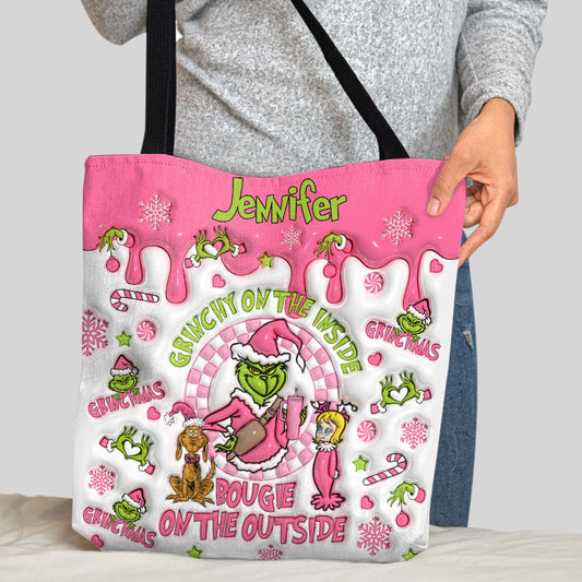 Grincheux à l'intérieur - Sac fourre-tout de Noël personnalisé avec étole