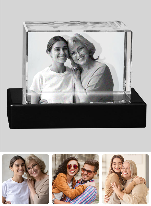 Heureuse d'être appelée grand-mère - Cadeau pour grand-mère - Lampe en cristal cubique 3D gravée au laser et personnalisée