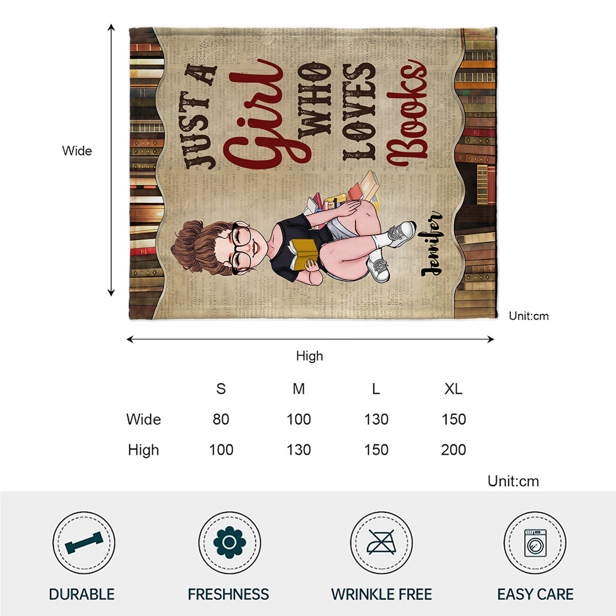 Juste une fille qui aime les livres - Couverture personnalisée en forme de livre