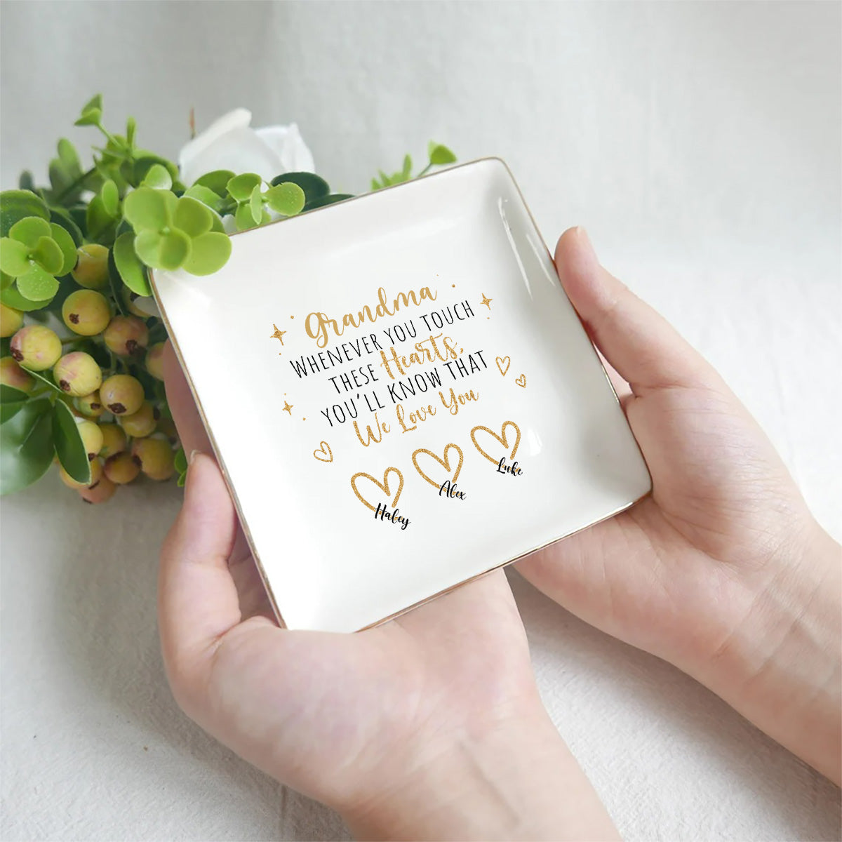 À chaque fois que vous le touchez - Cadeau pour maman, grand-mère, papa, grand-père - Porte-bijoux personnalisé