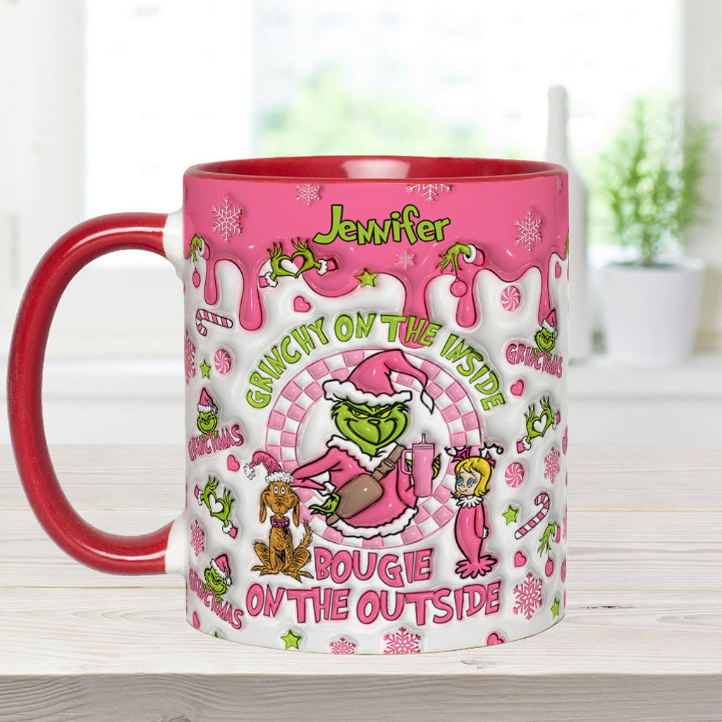 Grincheux à l'intérieur - Mug personnalisé avec étole de Noël