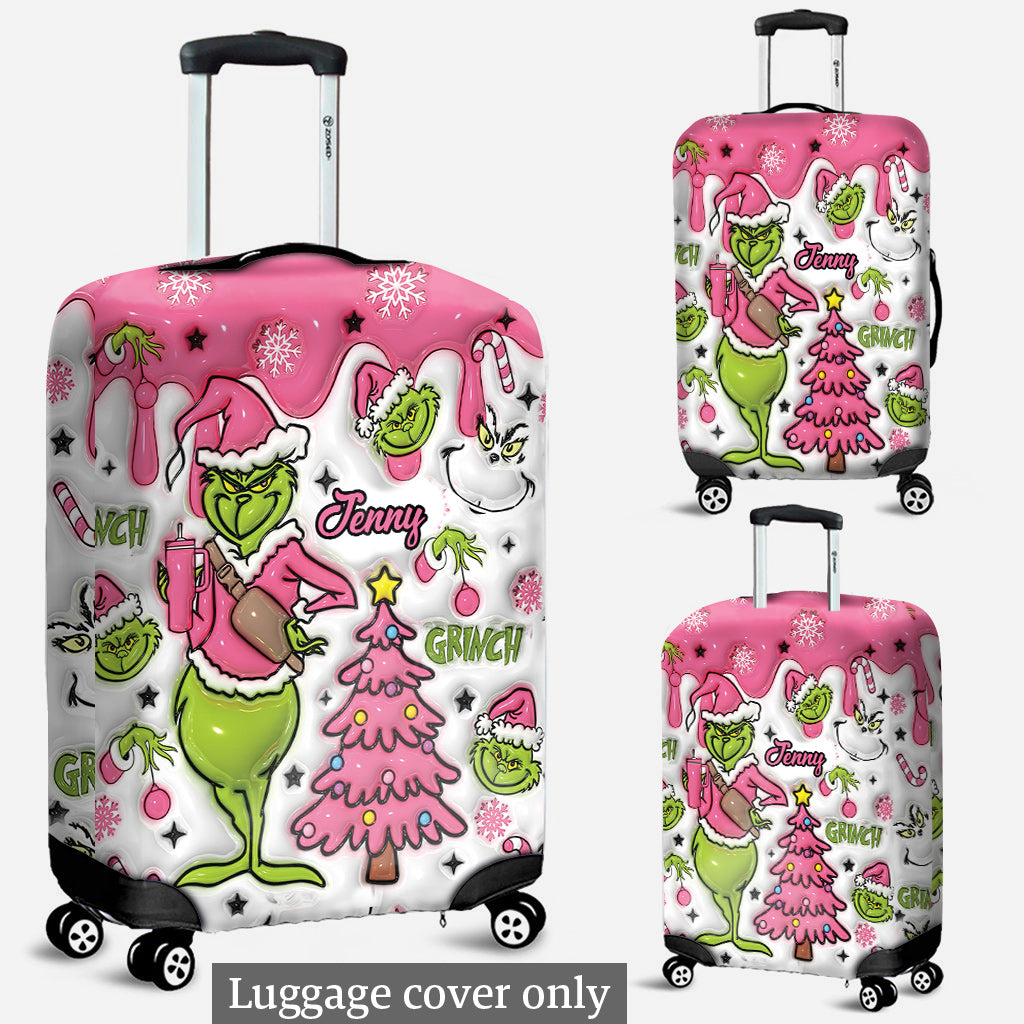 Joyeux Grinchmas - Housse de valise personnalisée avec étole de Noël