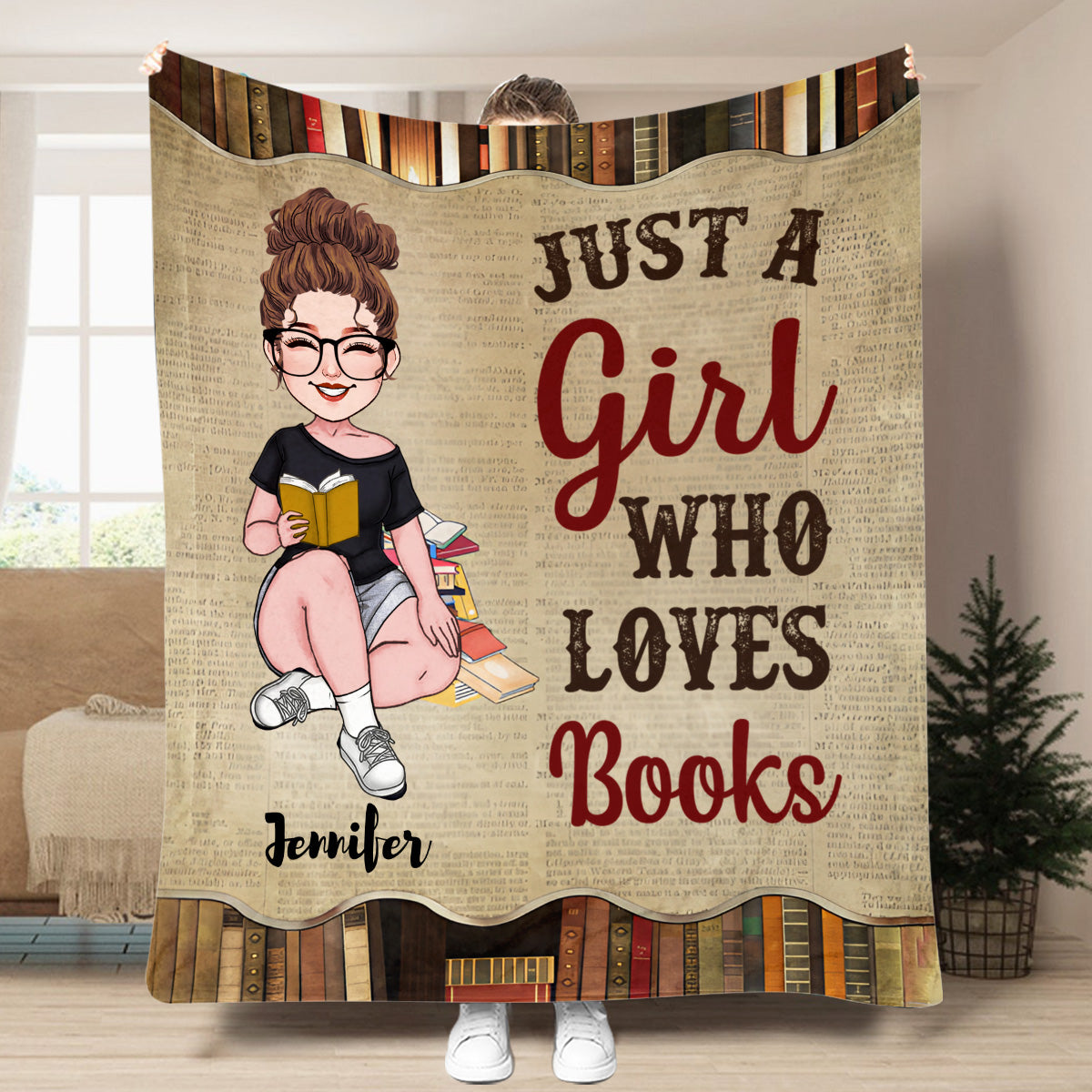 Juste une fille qui aime les livres - Couverture personnalisée en forme de livre