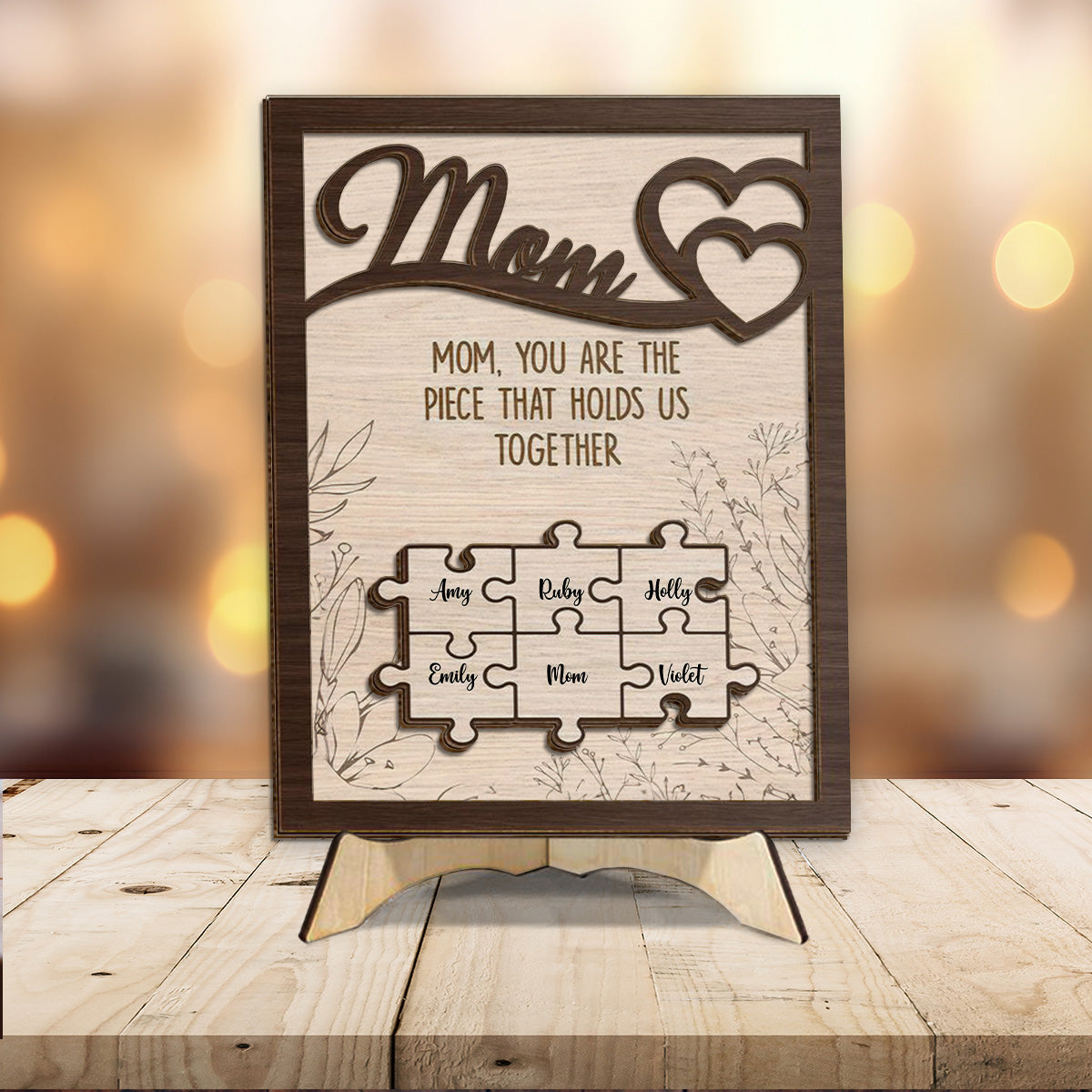 Tu es notre pilier - Plaque en bois personnalisée pour maman (2 couches)