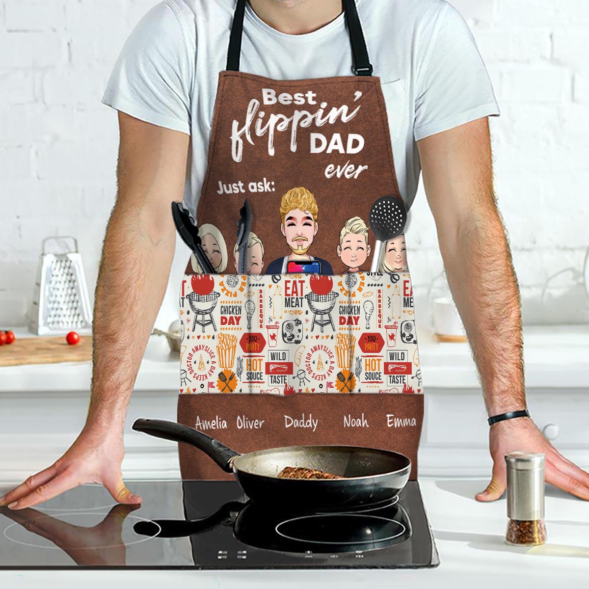 Meilleur papa du monde ! – Cadeau pour papa, grand-mère, grand-père, maman, oncle, tante – Tablier personnalisé