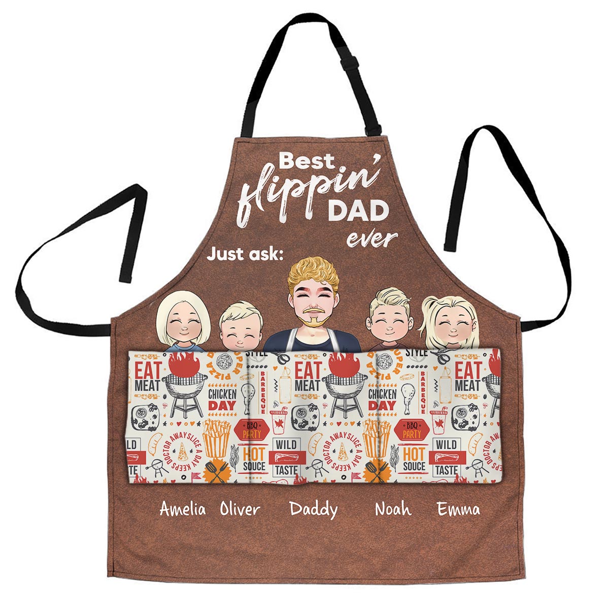 Meilleur papa du monde ! – Cadeau pour papa, grand-mère, grand-père, maman, oncle, tante – Tablier personnalisé