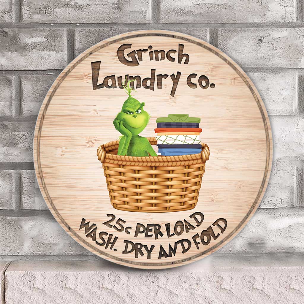 Laundry Co - Panneau rond en bois « Noël volé »