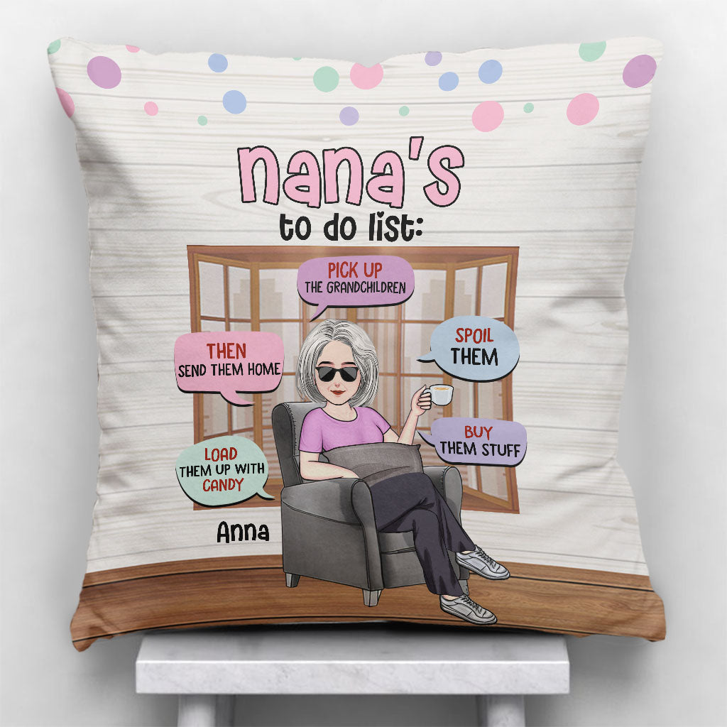 Liste de choses à faire de grand-mère - Coussin décoratif personnalisé pour grand-mère