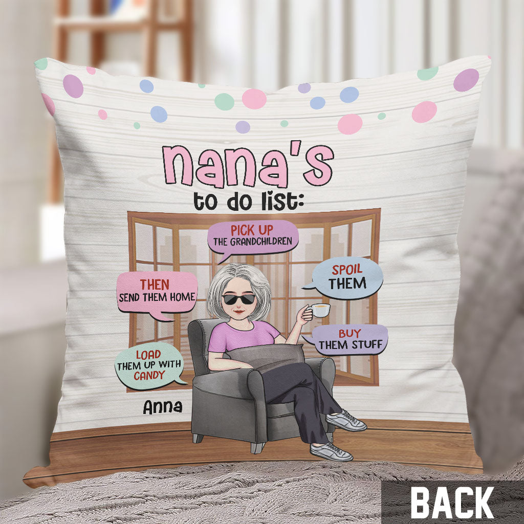Liste de choses à faire de grand-mère - Coussin décoratif personnalisé pour grand-mère