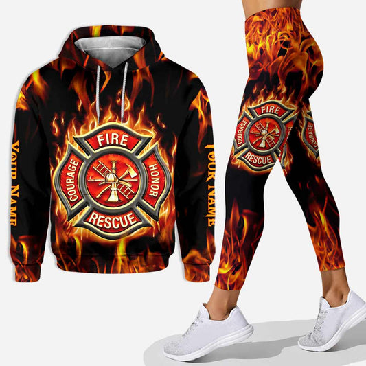 Gardez vos distances (60 m) - Ensemble sweat à capuche et legging de pompier personnalisé