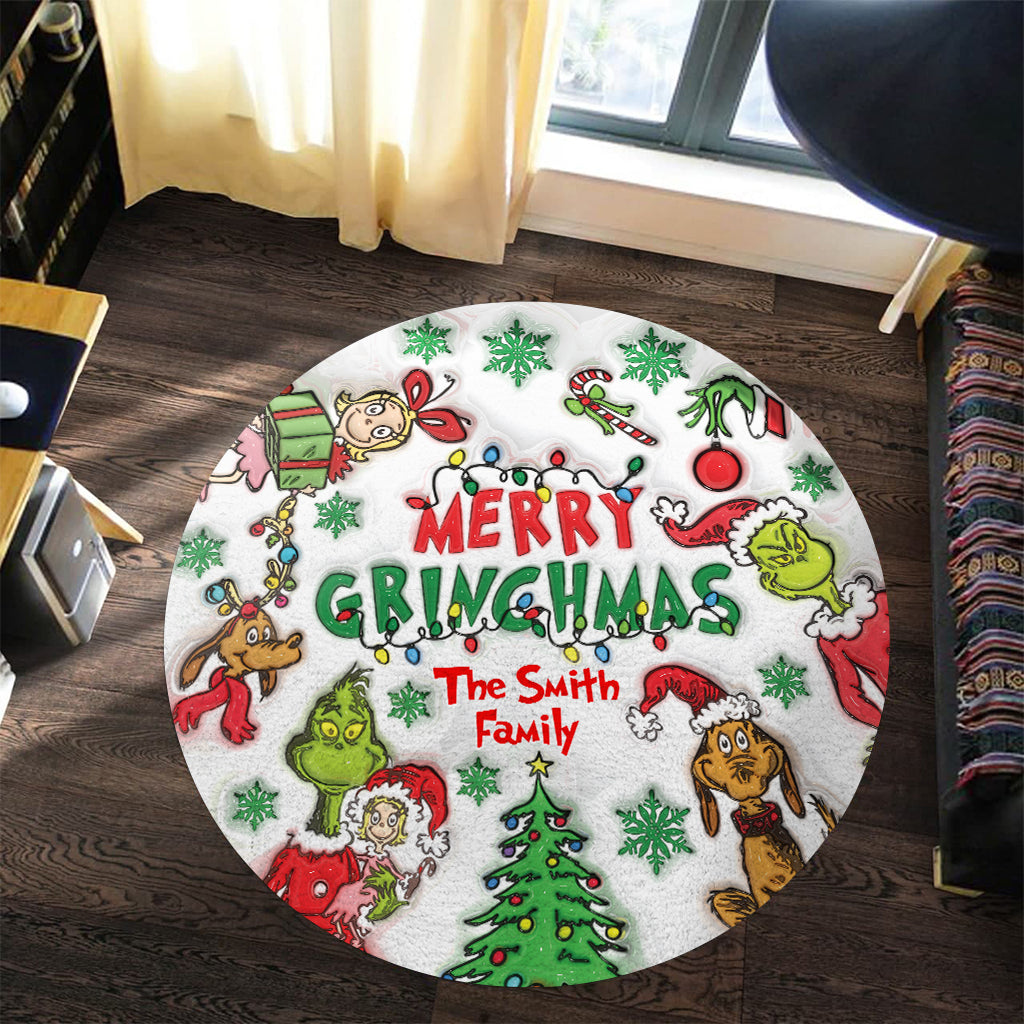 Merry Grinchmas - Personalized Stole Christmas Round Rug